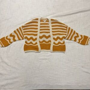 Striped Mustard and Cream Women's Sweater